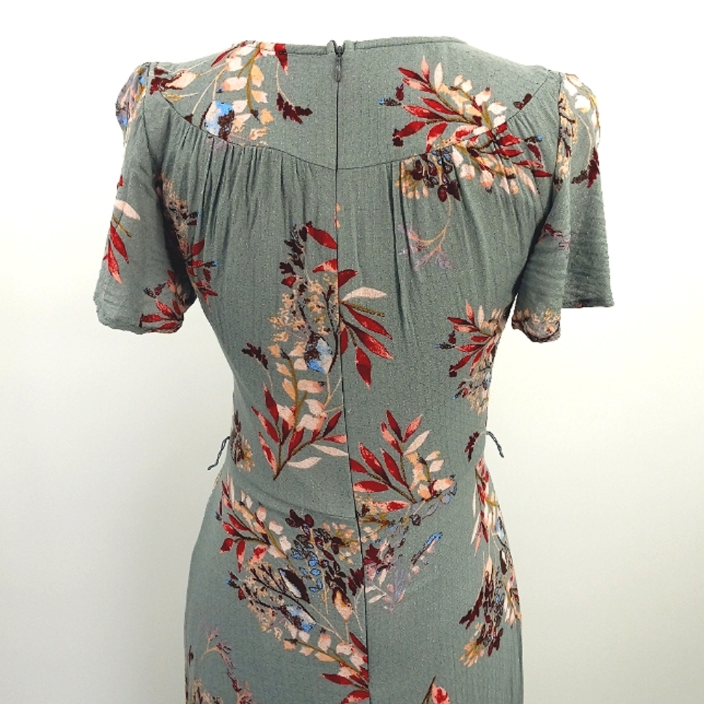 Lulu's Maxi Dress Size S Seafoam Green Floral Print Surplice Front Wrap Skirt - Picture 9 of 15